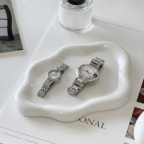 Ceramic Jewellery Dish Trinket Dish Jewelry Tray Cloud Shape Tray Perfume Tray Rings/Earrings/Bracelets/Watch/Keys Tray for Valentine's Day//Mother's Day/Birthday Gift (White) - Cosy Home Interiors Ceramic Jewellery Dish Trinket Dish Jewelry Tray Cloud Shape Tray Perfume Tray Rings/Earrings/Bracelets/Watch/Keys Tray for Valentine's Day//Mother's Day/Birthday Gift (White) - Image 3