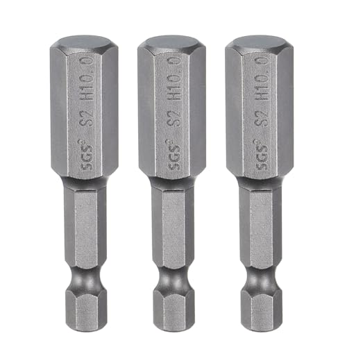 sourcing map 3pcs H10.0 Hex Head Drill Bit Wrench 10mm Metric Flat Tip 1/4" Hex Shank 50mm (2") Long Magnetic Hexagonal Screw Driver Socket Industrial Screwdriver Power Bits