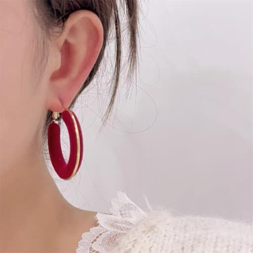 Boucles d'oreilles velours rouge grand format mode rétro automne