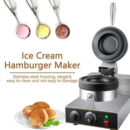 Elektrische Hamburger-Kochmaschine, Press-UFO-Burger-Maschine, 1300 W Antihaft-Panini-Presse, Einstellbare Temperatur 50 Bis 300 ℃, Doppelseitige Heizung, 180° Drehbar (A) – Bild 3