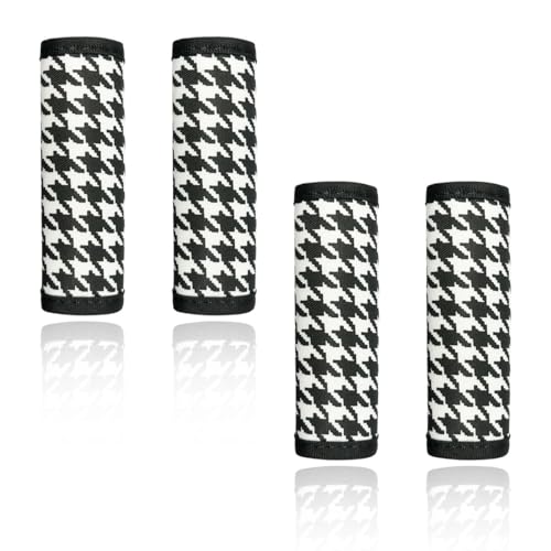 Deaelf Car Inside Door Handle Protector, Soft Car Inner Front Rear Door Pull Handle Cover, Universal Anti-Scratch Vehicle Interior Grip Gloves Decoration Accessories for Women Men (Grid-4PCS)