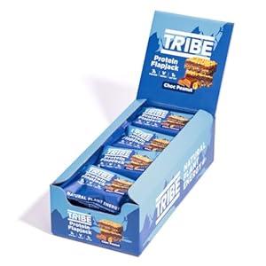 TRIBE Protein Flapjacks – Choc Peanut – Great-Tasting Natural Energy – Vegan, Dairy Free & Gluten Free (12 x 50g Bars)