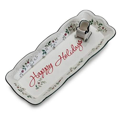 Pfaltzgraff Winterberry Appetizer Tray with Sleigh Toothpick Holder