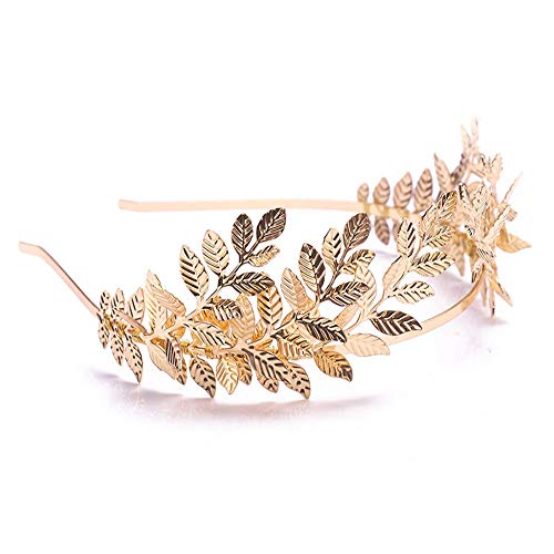 Chargances Bridal Gold Leaf Crown Headband Bridal Tiara Gold Leaf Headpiece For Wedding Prom Festival Bridesmaid Hair Accessoriecs(Gold) #TOP4