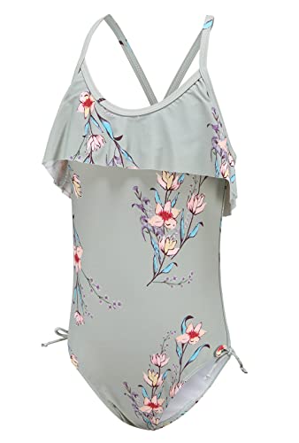 Image of Girls One Piece Swimsuits Halter Bathing Suits Summer Ruffler Swimwear 2-14 Years