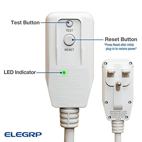 Elegrp L15630 12Awg Lcdi Power Cord Plug For A/C Air Conditioner, E250451 Ul Certified, 7.5Ft Leakage Current Detection Interrupter Replacement, 240Vac 25Amp 6000W 60Hz Nema 6-30P (1 Pack) #TOP2