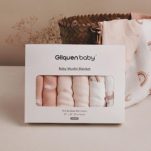 Gllquen Baby GLRB-06 Receiving Blanket Boy Cotton Muslin Swaddle Blankets Girl Newborn Squares Breathable & Soft Thin Baby Blankets Cloths Double Absorbent Infant Swaddling Wrap thumb #5