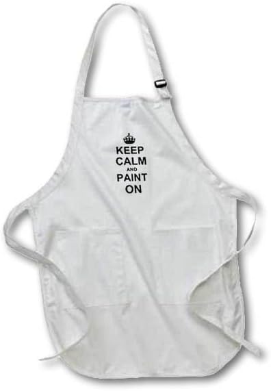 3dRose apr_157748_1 Keep Calm and Paint on Carry on Painting Art Painter Gifts Humorous Full Length Apron with Pockets, 22 by 30-Inch, White