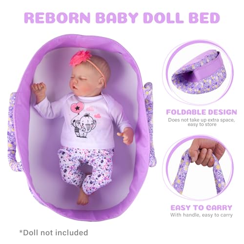 Babeside Reborn Baby Dolls Bassinet Foldable Baby Doll Crib Bed Soft Doll Carrier Doll Accessories With Handle For 17-22 Inch Baby Dolls Girls thumb #2