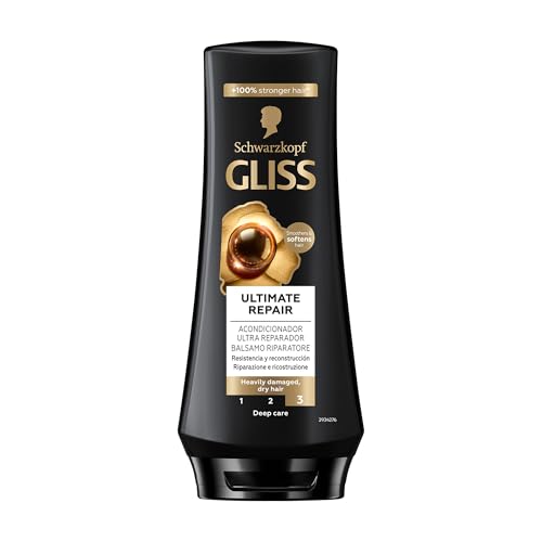 Schwarzkopf Gliss Ultimate Repair Balsamo Riparatore 200ml, Balsamo con Keratina Liquida ed Estratto di Perla Nera, Trattamento alla Cheratina per capelli danneggiati e secchi