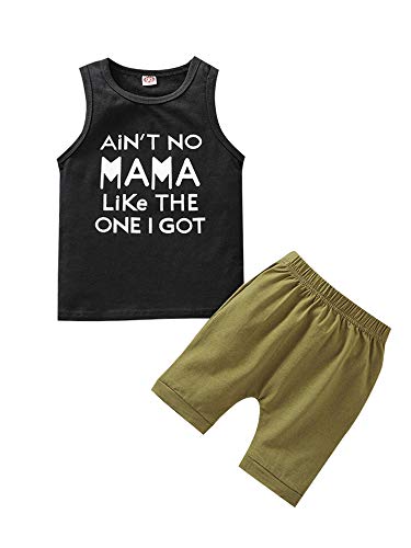 Toddler Baby Boys' Short Set Kids Summer Outfit Cotton 2 Pieces Pant Set Short Sleeve Clothing Sets (C# No Mama Like Mine, 12-18 Months)