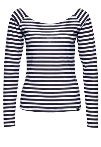 Queen Kerosin Damen Longsleeve Shirt | U-Boot Ausschnitt | Streifenmuster Cover