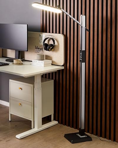 Lampada Da Terra Led Materiale Sintetico Grigio Scuro 144 Cm Altezza Regolabile Soggiorno Camera Da Letto - 2