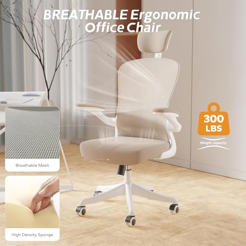Image of Ergonomic Office Desk Chair High Back Mesh Computer Chair | 360 Swivel Adjustable Lumbar Support & Flip-Up Armrests capacity 300 lbs capacity