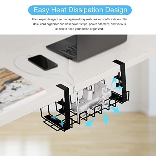 Patikil Cable Management Tray Under Desk, Wire Management Rack Wire Organizer Cable Organizers For Office Home, Black #TOP4