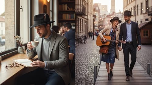 Image of Belfry Gangster Men's Fedora - Crushable 100% Wool Felt Hat, Stain Resistant & Travel Friendly Dress Fedora