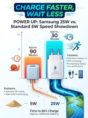 Image of Scalebee Original 25W USB Type C Travel Charger Adapter | Super Fast Charging, Samsung Series Compatible, iPhone 17 16 15 14 13 12 Compatible, Type-C Device Compatible