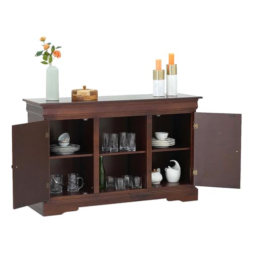 Image of Royaloak Texas American Wooden Side Board | Solid Wood Veneer | Beveled Top Design | Ample Storage | Telescopic Channels | Wooden Knobs | Classic Design | American Collection