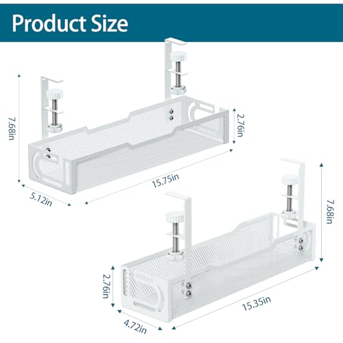 2Pack Under Desk Cable Management Tray, No Drill Mesh Desk Cable Tray by Ucanng - Used condition - Image 2