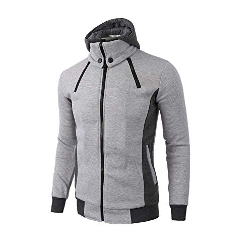 SFYZY Hombre Chaqueta con Capucha Ropa Estilo Deportivo Sudadera Cierre de Cremallera Abrigo Casual de Cuello Elevado Jersey Falso de Dos Piezas