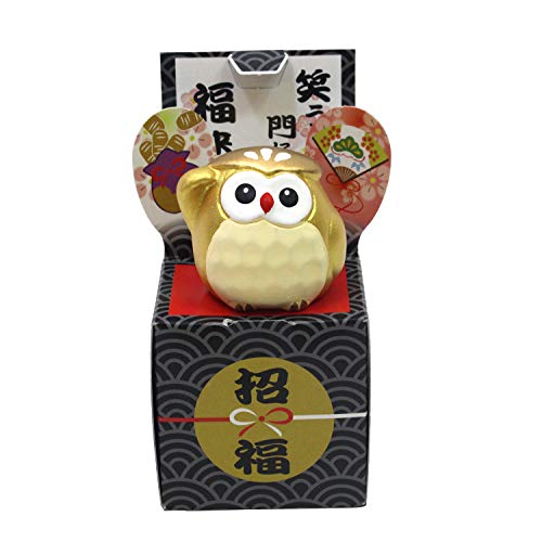 クラフトマンハウス 置物 金 本体全長:4cm 幸せを呼ぶ 福箱 梟飾り K7190