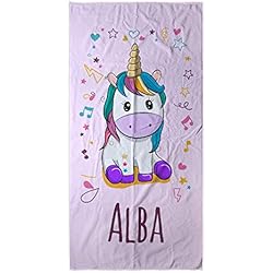 Cortinas Modernas Estampadas LolaPix Toalla Unicornio. Toallas Personalizadas. Toalla de Playa. Regalos Personalizados con Nombre. Varios diseños y tamaños. Unicornio Rosa