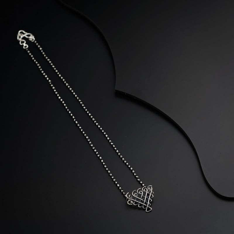 Image of 92.5 Silver Mangalsutra for Women | Saraswati Mangalsutra Handmade 92.5 Sterling Silver TempleInspired Jewelry with Graceful Symbolism | Silver Gift for Women
