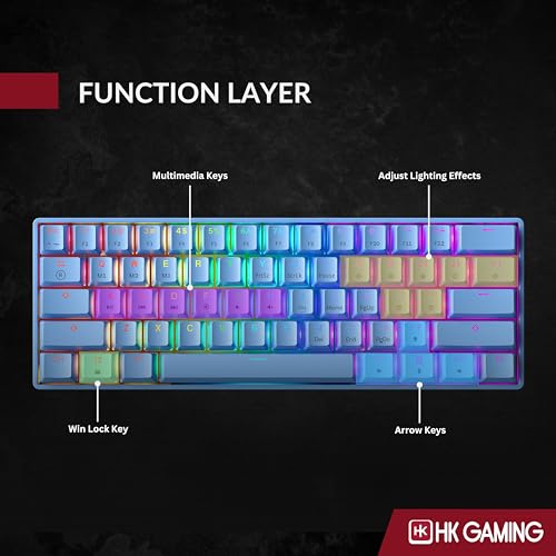 Image of HK GAMING GK61 60% v3 | Hotswap Mechanical Gaming Keyboard | 61 Keys Multi Color RGB LED Backlit for PC /Mac Gamer | US Layout (Blue, Gateron Optical Blue)