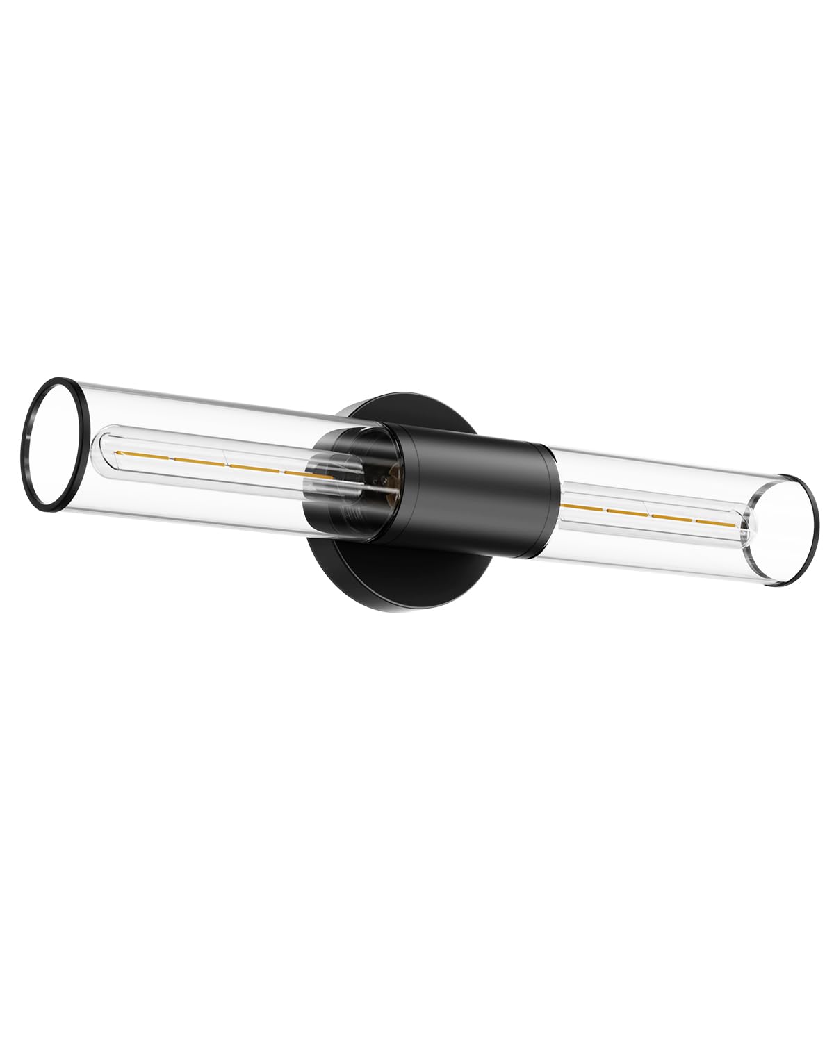 Bathroom Vanity Light Fixture, 2-Light Black Wall Sconce Lighting Fixture with Clear Glass, Indoor E26 Stocket Wall Lamp for Mirror Living Room Hallway(Bulb Not Included)