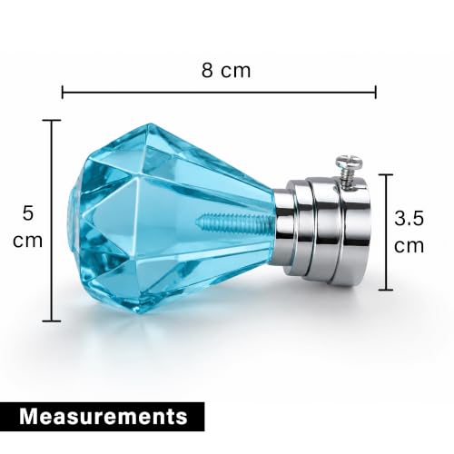 Image of Atlantic Curtain Rod Finials Set of 2, Decorative Textured Resin Diamond Finials with Blue Finish for Standard Drapery Rods