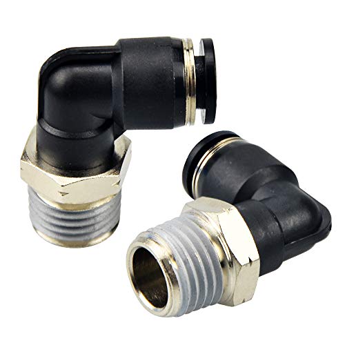 Tailonz Pneumatic Male Elbow 1/4 Inch Tube OD x 1/4 Inch NPT Thread