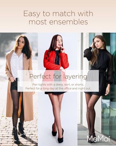 Image of MeMoi Velveteen Semi Opaque Tights, Comfortable and Lightweight Control Top Tights, 30 Denier - Sizes S-Q2