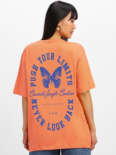 Image of JUNEBERRY 100% Pure Cotton, Pack of 2,Round Neck, Oversized Loose,Drop Shoulder,Graphic Printed, Half Sleeve T-Shirts for Women & Girls, in Different Colors, with Sizes Range from S to 2XL.