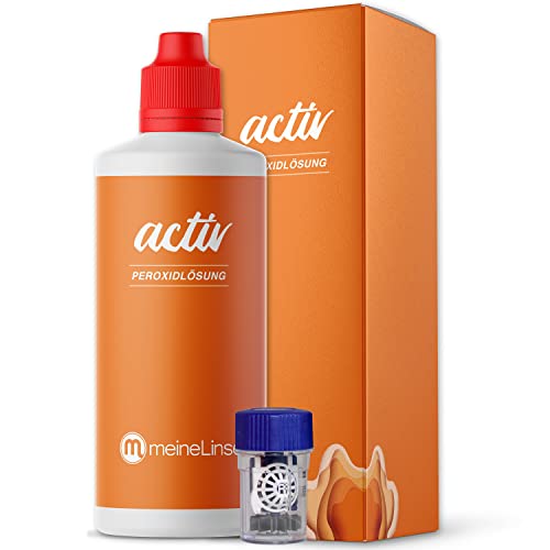 meineLinse activ Peroxidlösung 1 x 360ml + 1 Behälter - für die schonende Reinigung weicher & formstabiler Kontaktlinsen - konservierungsmittelfrei (1x 360ml + 1 Behälter)