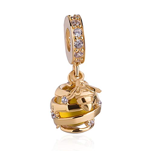Breloque Abeille Porte-Bonheur en Argent Sterling 925 pour Bracelet à Breloques Pandora (C)