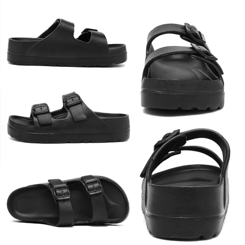 Women Platform Sandals with Arch Support, Adjustable Double Buckle Slide for Woman, Summer Vacation Sandal for Beach,Garden,Pool,Easy Street, Sandalias de Plataforma Para Mujer2