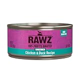 Rawz Natural Premium Shredded Canned Cat Wet Food - Made with Real Meat Ingredients No BPA or Gums - 5.5oz Cans 24 Count (Chicken & Duck)