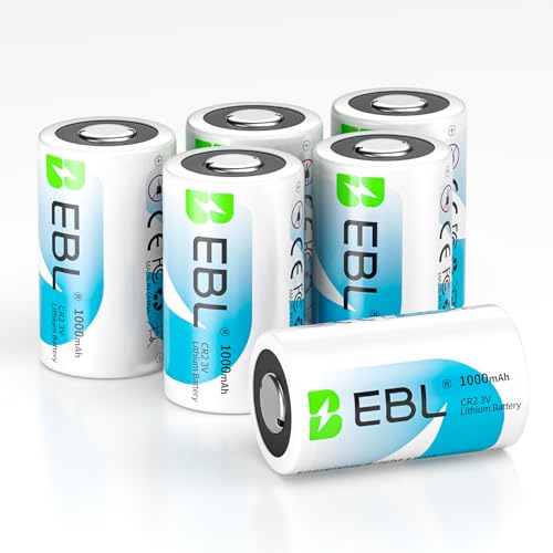 EBL 3V CR2 Battery Lithium 6-Pack, 1000mAh High Capacity, Long-Lasting Power for Photo Flash and Flashlights, Range Finders, Ring Sensor (Non-Rechargeable)