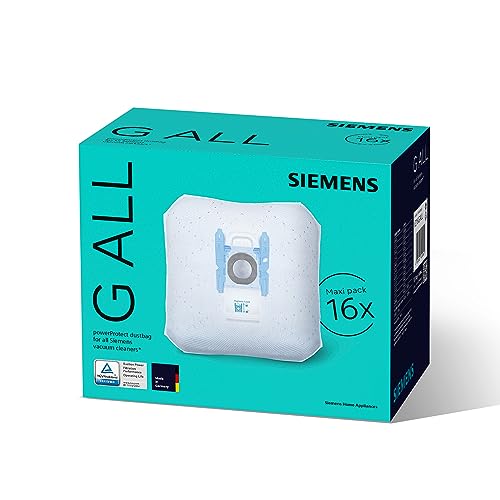 Siemens 16x Staubsaugerbeutel powerProtect Typ G ALL VZ16GALL, 99,9% Feinstaubfilterung, höhere Reinigungsleistung, 50% längere Nutzungsdauer, passend für alle Reihen außer...