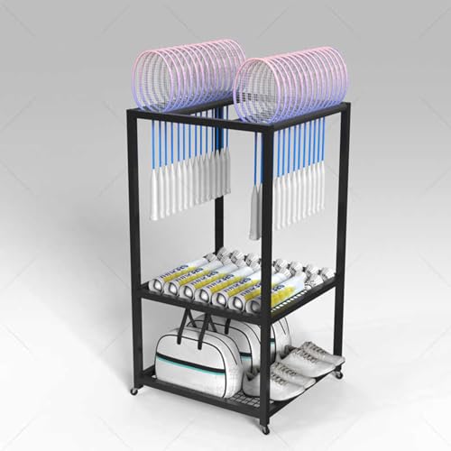 Soporte de metal para raquetas con acabado resistente y base para pelotas 4
