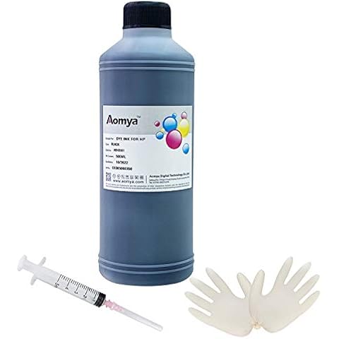 Aomya Compatible HP Black Ink Refill Kit 500ml Dye Bulk Ink for HP Inkjet Printers Refillable Cartridge CISS CIS System (16.9 oz) with Syringe&Glove Cover