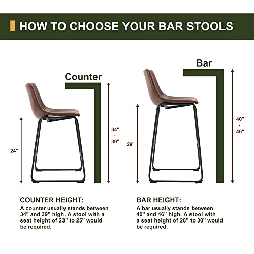 Nicbex Retro Bar Stools Crazy-Horse Leather With Metal Legs Barstools, Lounge Kitchen Island Bar Stools, Set Of 2, (Walnut Color) (A-Ge17021-Ussu014) #TOP7