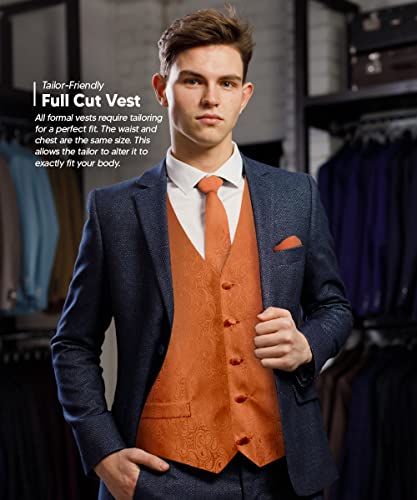 Formal Paisley Satin Suit Vest for Men Set of 4 - Vest, Tie, Bow Tie & Pocket Square (Black Back)3