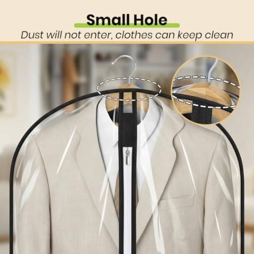 Image of HASTHIP 5 Pack Clear Garment Bags Cloth Covers for Closet Storage | High transparency hanging garment bags, with dustproof small air holes for closet clothes storage wardrobe organization