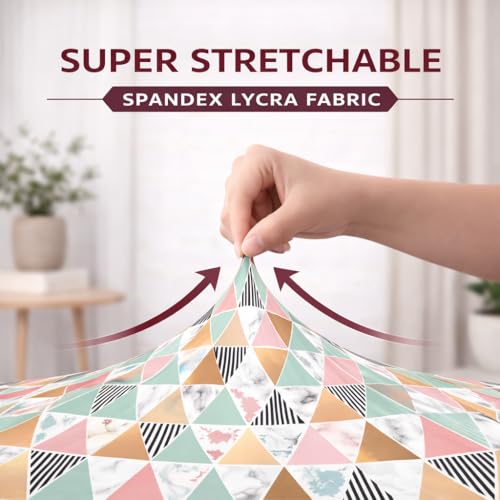 Image of STITCHNEST 'Contour Fit Series' Stretchable Printed Wooden Sofa Cover (Pack of 4) - Elastic Wooden Chair Cover | Wooden Sofa Seat Cover | Size - 20-21 x 20-21 x 3-5 in