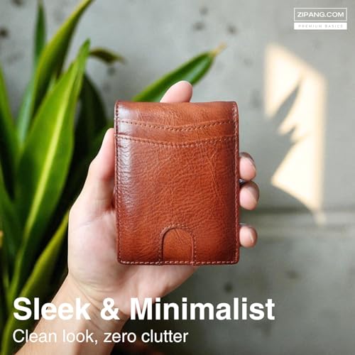 Money Clip Leather Wallet - RFID-Blocking Slim Minimalist Bifold Card Holder with ID Window, Birthday Gift for Men (Stealth Blue)2