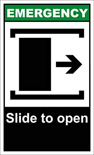 Slide to Open Right Emergency OSHA/ANSI Label Decal Sticker 8"