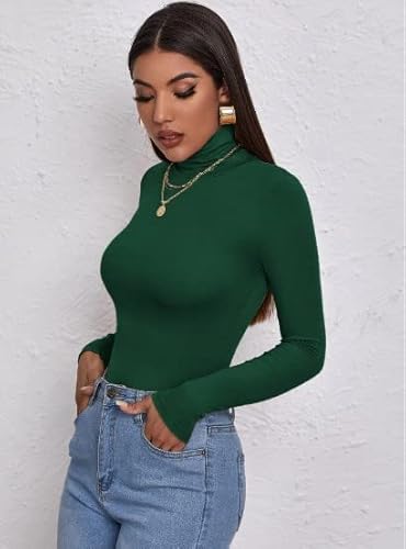 Zaif & Hari® Women's Polo Roll Neck Long Sleeve Turtle Neck Jumper - Ladies Plain Mockneck Casual Top (Bottle Green, 8-10) - Image 2