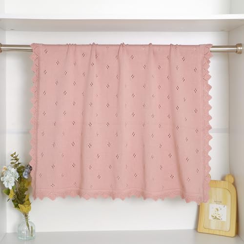 Image of mimixiong Cotton Baby Blanket Knitted Crochet Receiving Crib | Nursery Swaddling Blankets for Newborn Baby Boy Girl