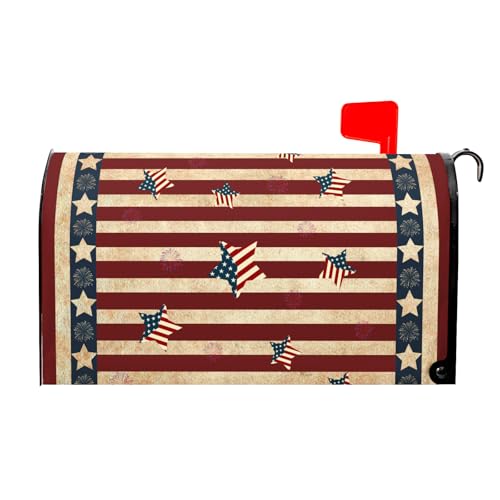 Image of American Flag Mailbox Covers Magnetic Standard Size 18 X 21 Inch 4th of July Independence Day Patriotic Magnetic Mailbox Cover Wraps Post Box Cover Decoration Outdoor Garden Home Yard Outside